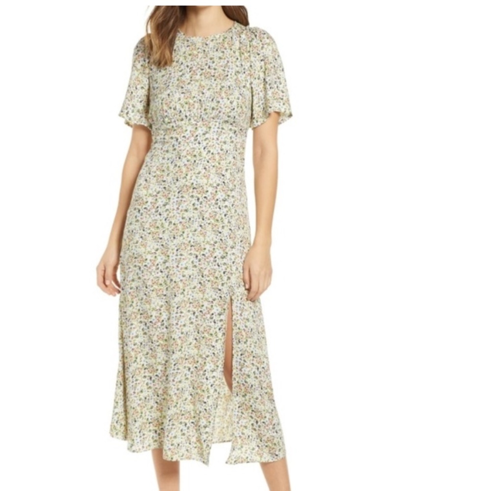 AFRM Janice Green Floral Midi Dress ditsy smocked Bridgerton small cottage core - Picture 2 of 15